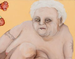 Signed T. Phillips, Portrait of Nude Old Woman, Oil on Canvas, 2004