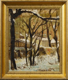 Signed Vintage American Winter Impressionist Framed Landscape Original Painting
