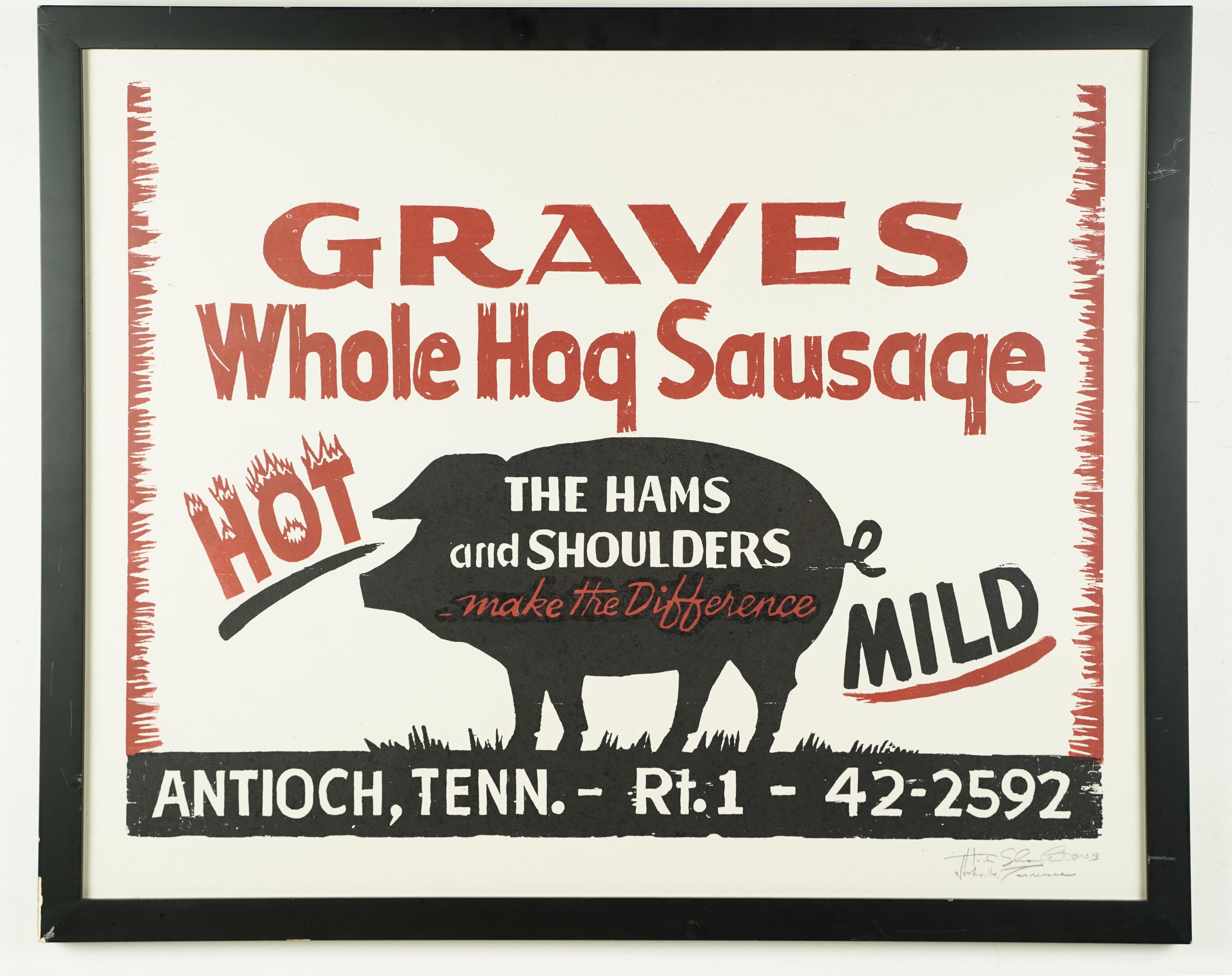 Signiertes Vintage Foodie Whole Hog BBQ Southern, limitierte Auflage  (Moderne), Print, von Unknown