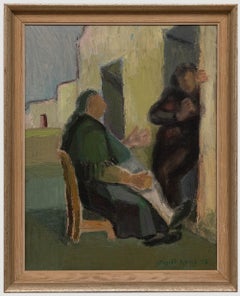 Sigrid Lund (1907-1970) - 1955 Oil, Conversation in the Doorway