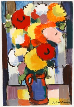Sigurd Lange (1904-2000) - Acrílico del siglo XX, El jarrón de flores