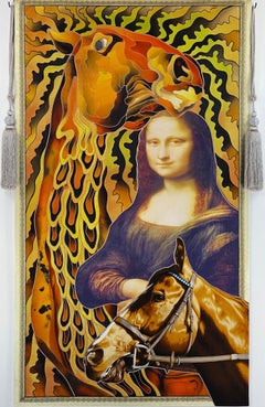 Similarity, Textile Art on Fabric by Kostyantin Malginov, 2023 Horses Mona Lisa