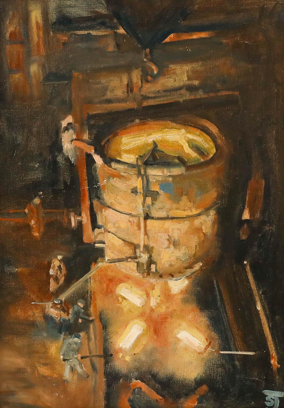 Simon Judge - 20th Century Oil, The Smelters Workshop - Painting by Unknown