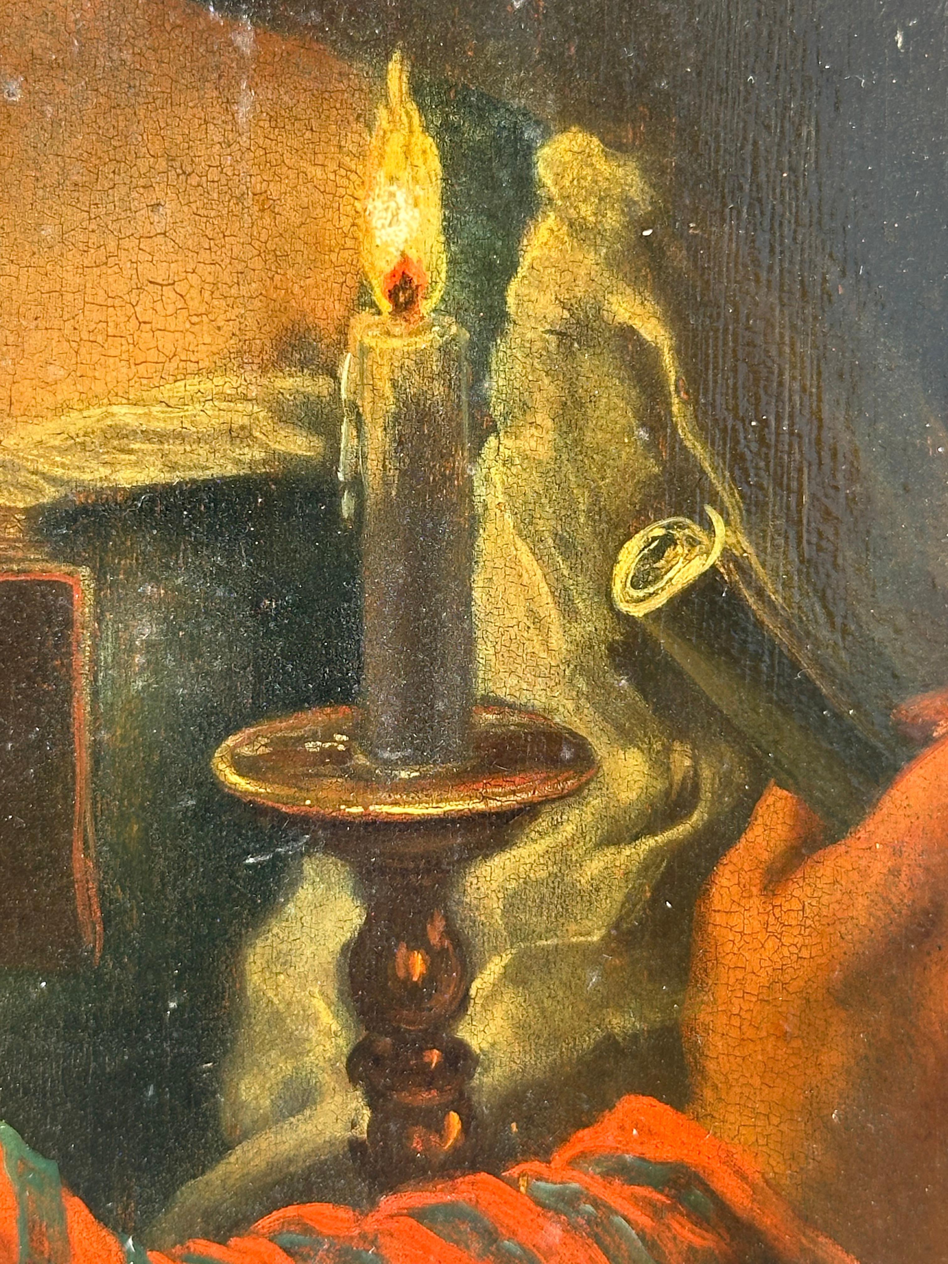 Cantante a la luz de las velas (Escena de género del Viejo Maestro de la Escuela Holandesa) en venta 7