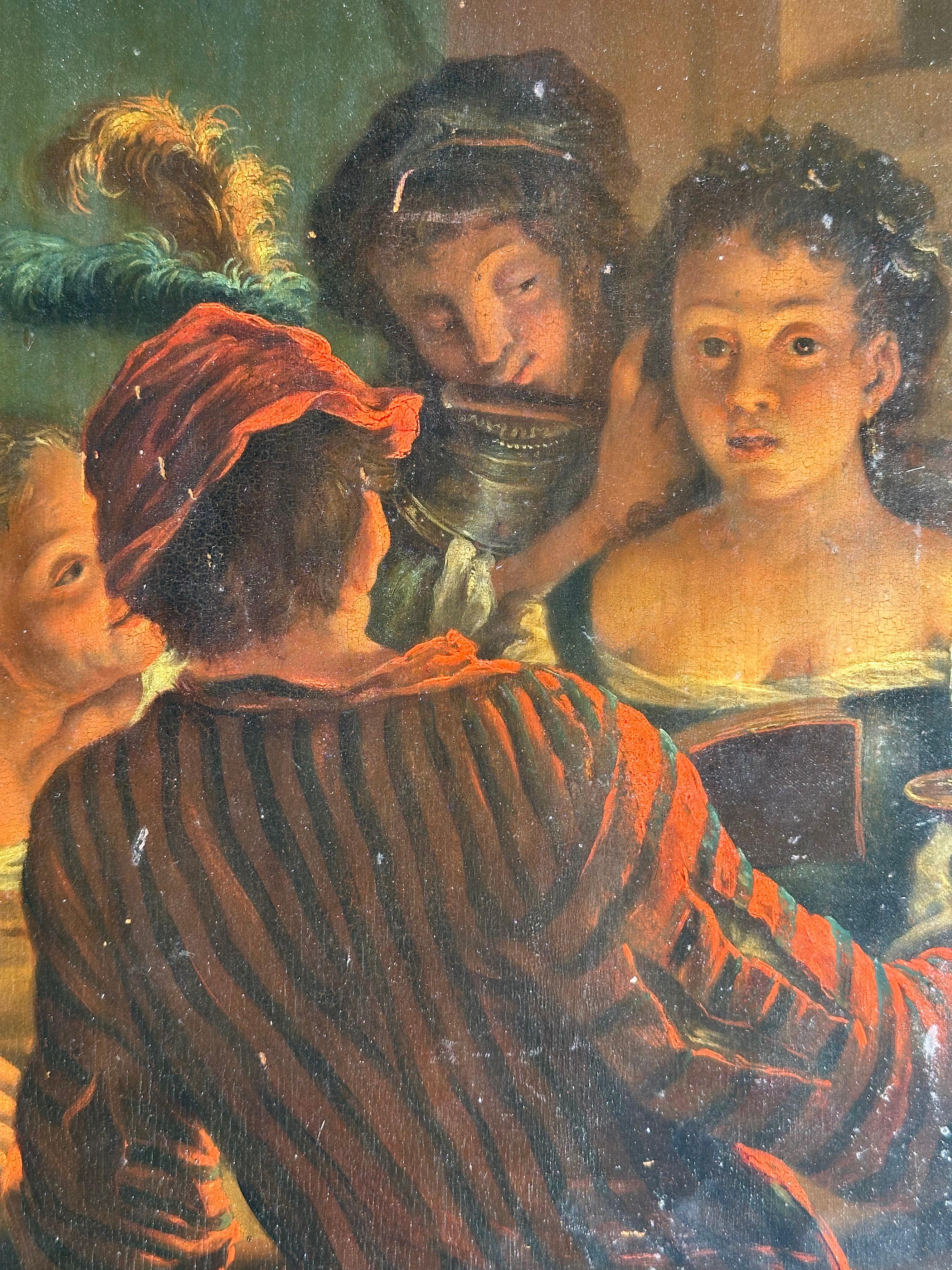 Cantante a la luz de las velas (Escena de género del Viejo Maestro de la Escuela Holandesa) en venta 13