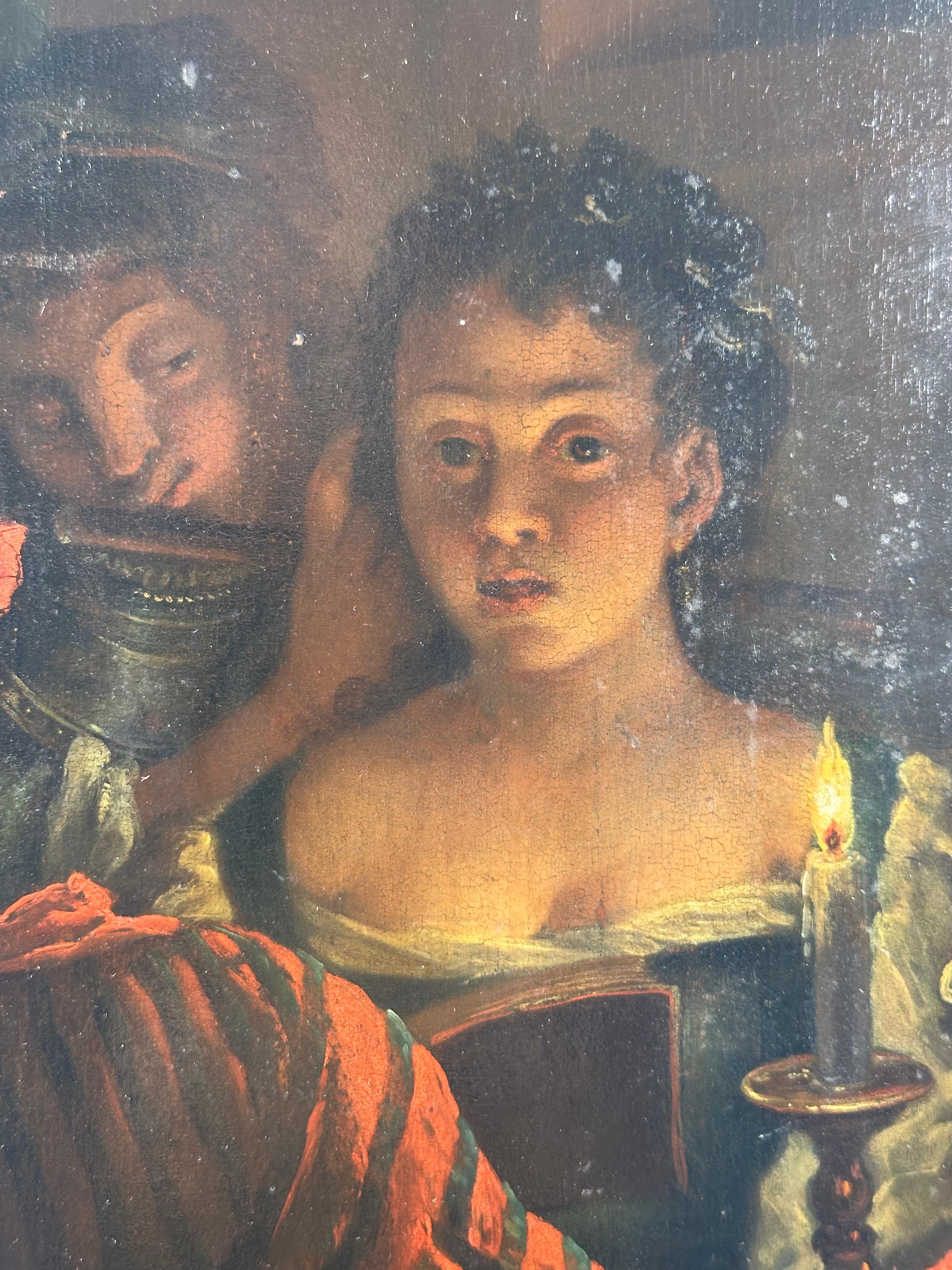 Cantante a la luz de las velas (Escena de género del Viejo Maestro de la Escuela Holandesa) - Painting de Unknown