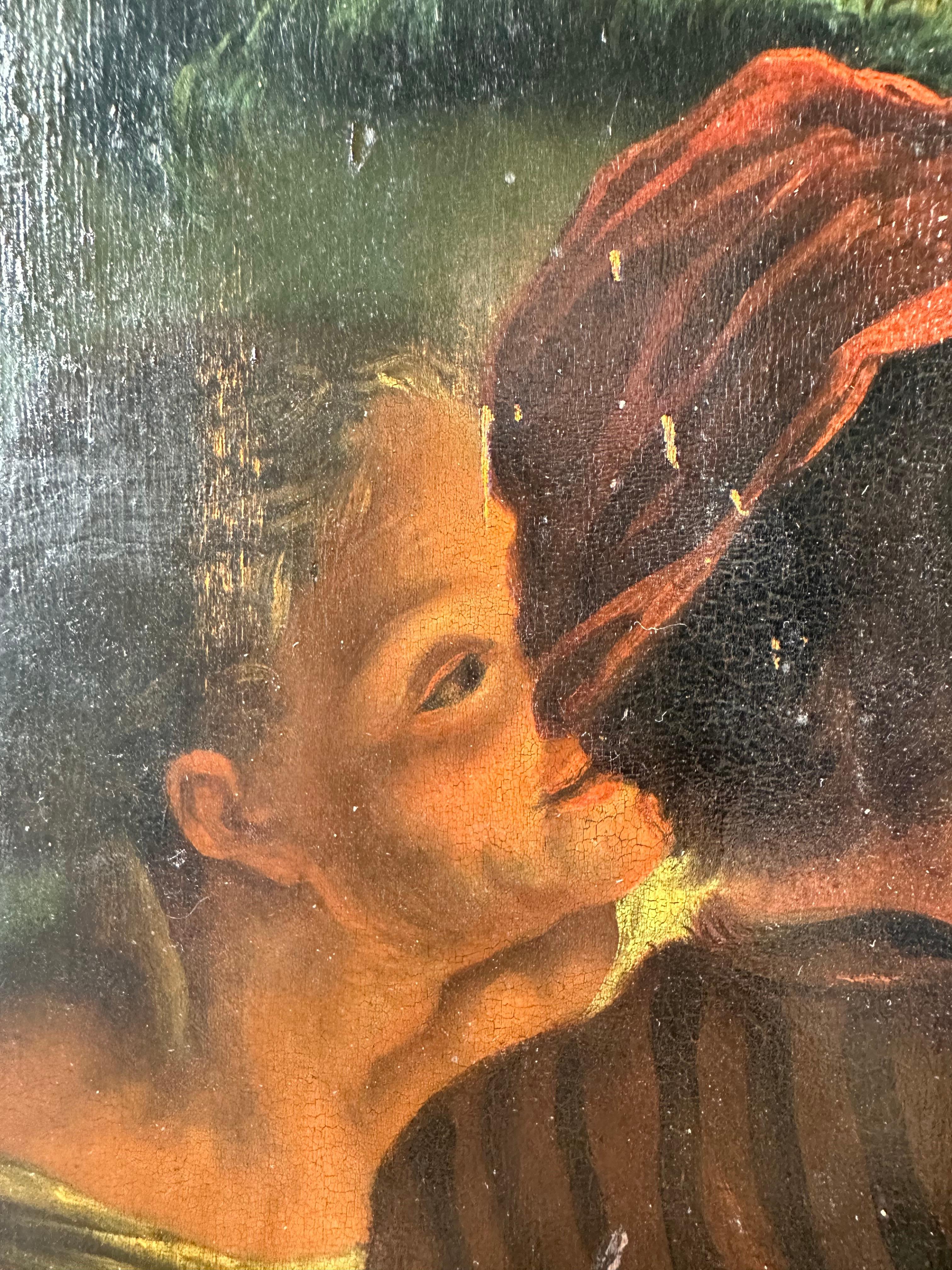 Cantante a la luz de las velas (Escena de género del Viejo Maestro de la Escuela Holandesa) - Figurative Painting Gris de Unknown