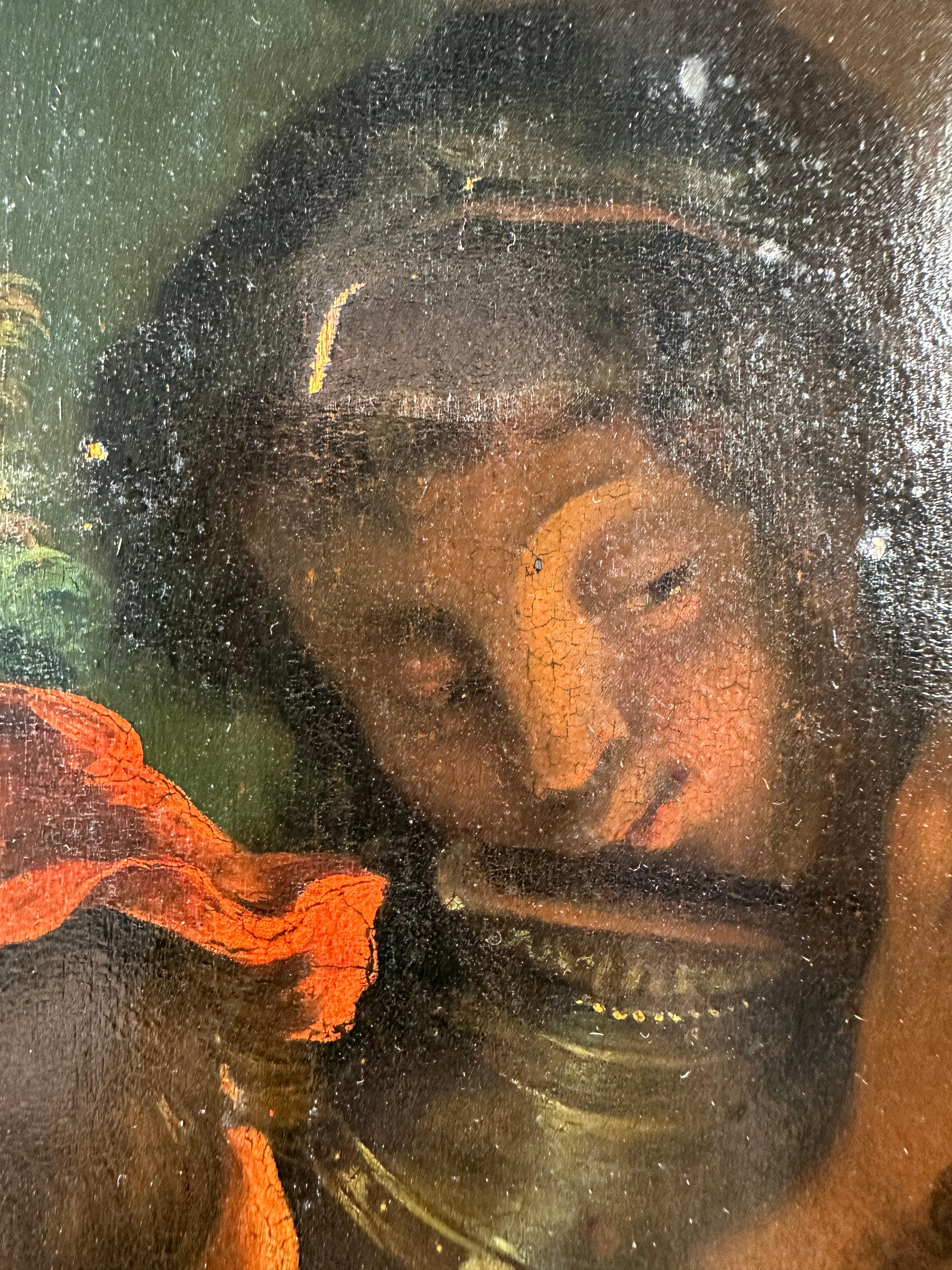 Hermoso cuadro de la Escuela Holandesa que data del siglo XVII. Óleo sobre panel de madera de 10 3/8 x 14 7/16 pulgadas. Sin firmar. Sin repintar ni conservar. 

Se representa una escena con una bella joven cantando a la luz de las velas. El hombre