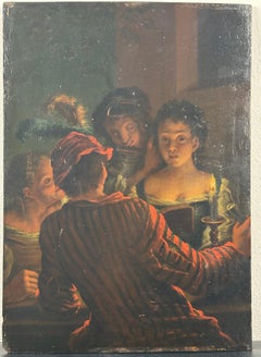 Cantante a la luz de las velas (Escena de género del Viejo Maestro de la Escuela Holandesa)