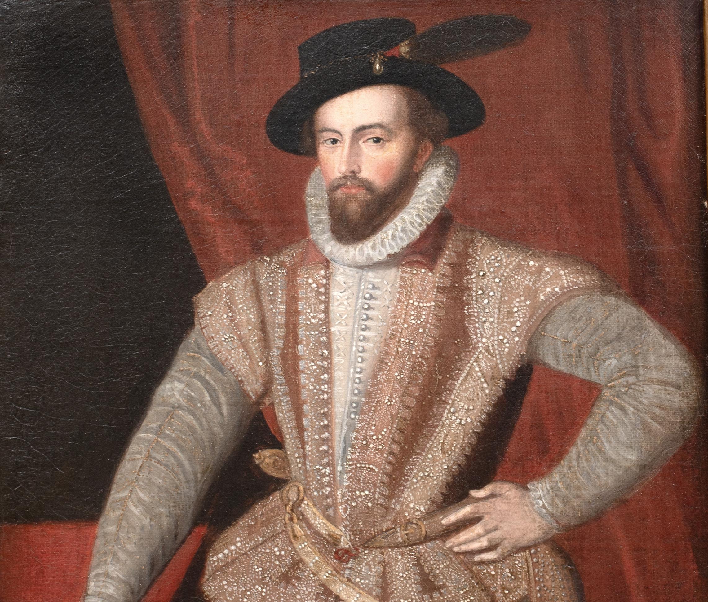 Sir Walter Raleigh (1553-1618), 16th Century  Elizabethan Court Portrait 4