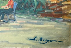 Sitges Spain oil on canvas painting mediterranean urbanscape