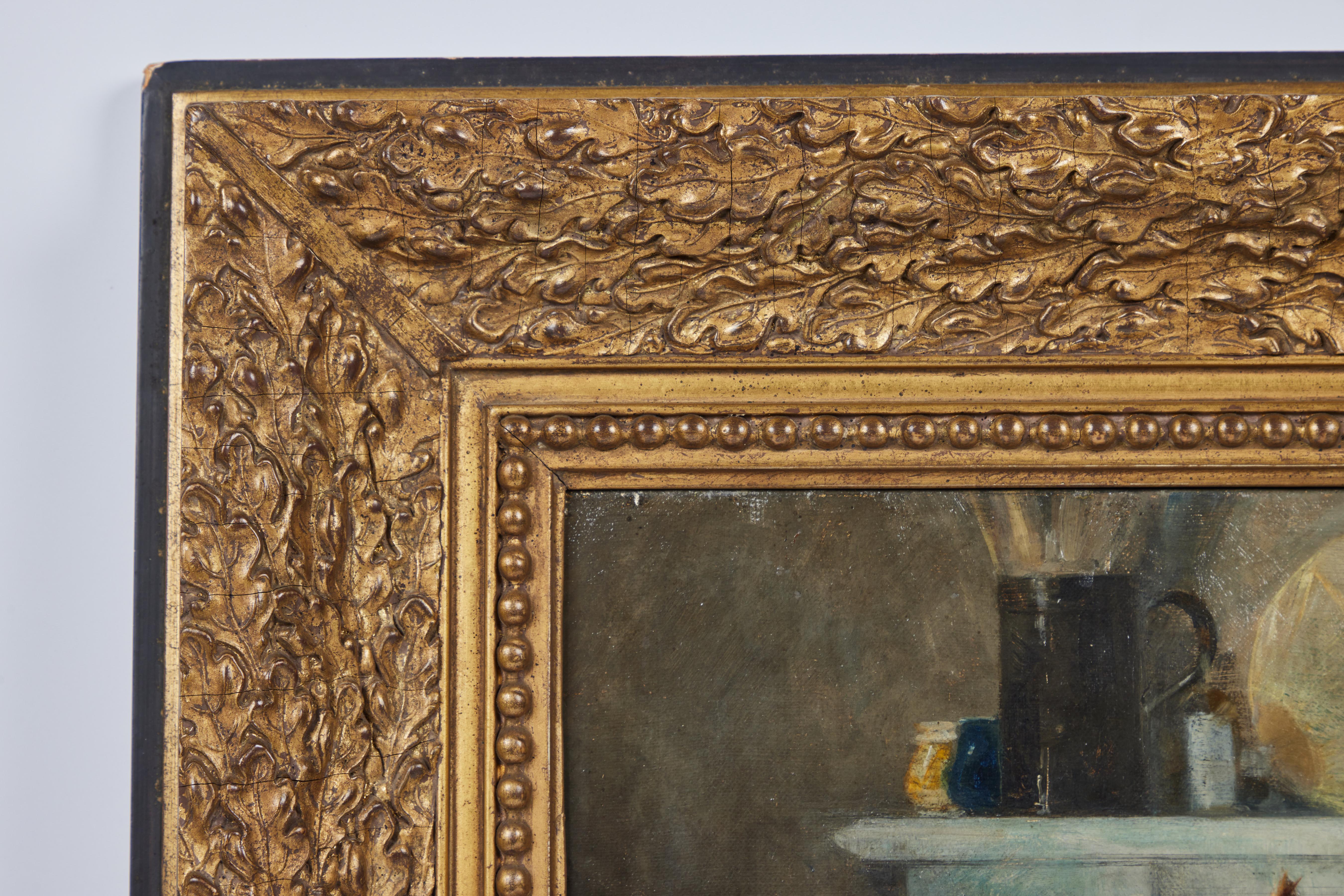 Chiens assis et attentifs, huile sur toile - Baroque Painting par Unknown