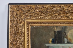 Chiens assis et attentifs, huile sur toile