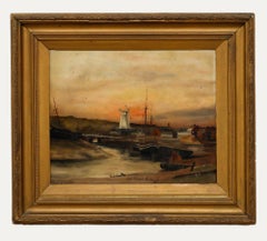 S.J.H - Framed Late 19th Century Oil, The Strand Quay, Rye
