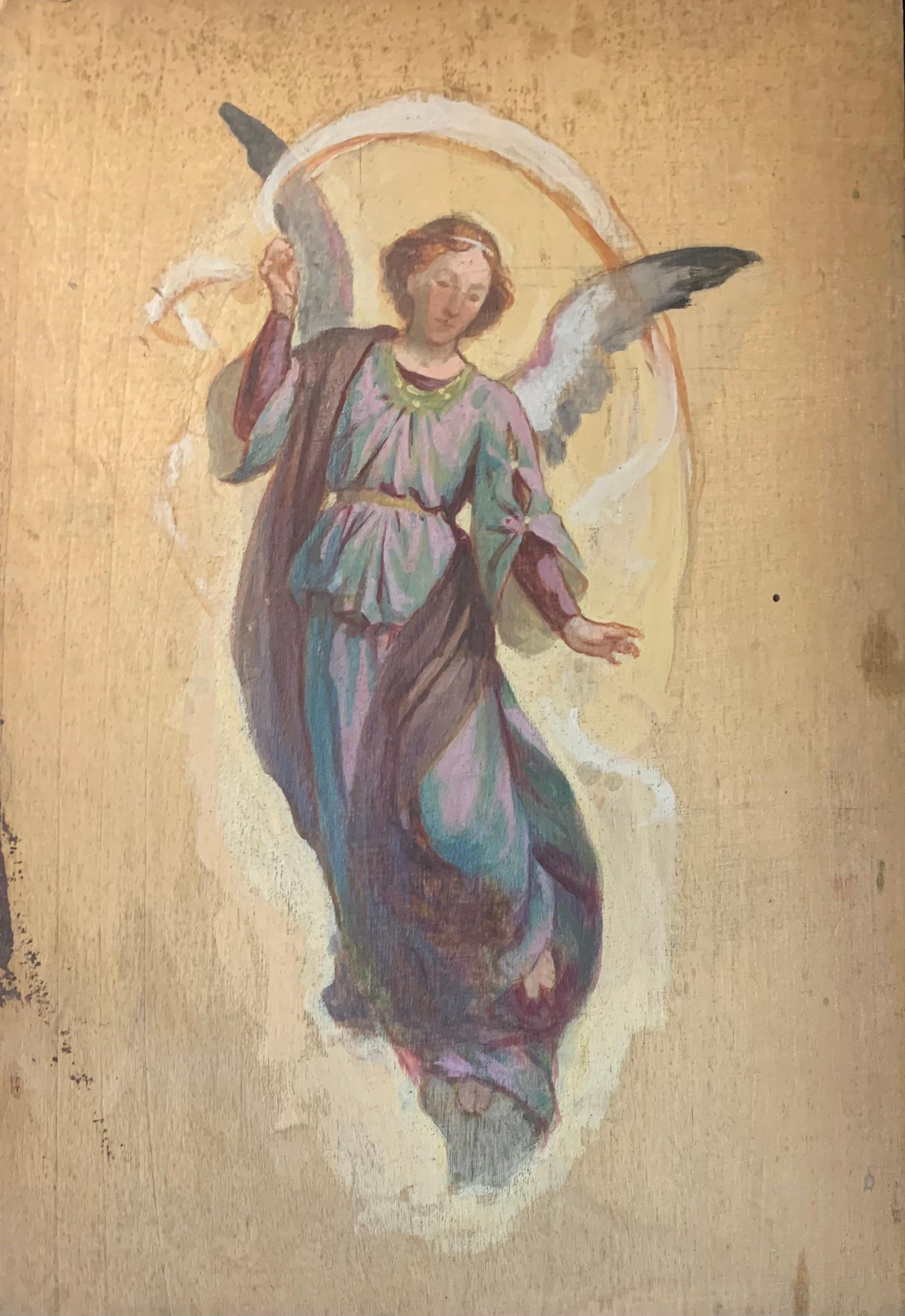 Sketch for frescoes with angels, on both sides of the panel. Late 19th century  For Sale 7