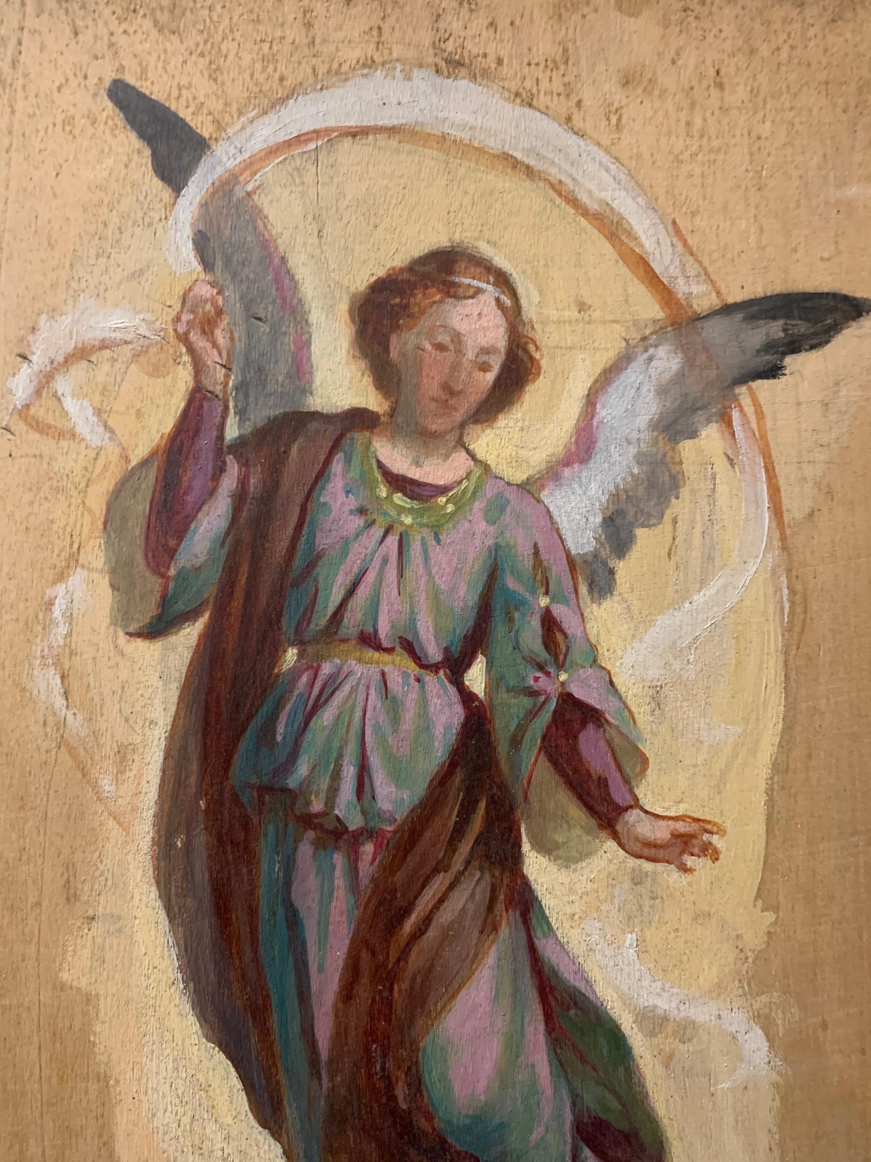 Sketch for frescoes with angels, on both sides of the panel. Late 19th century  For Sale 8