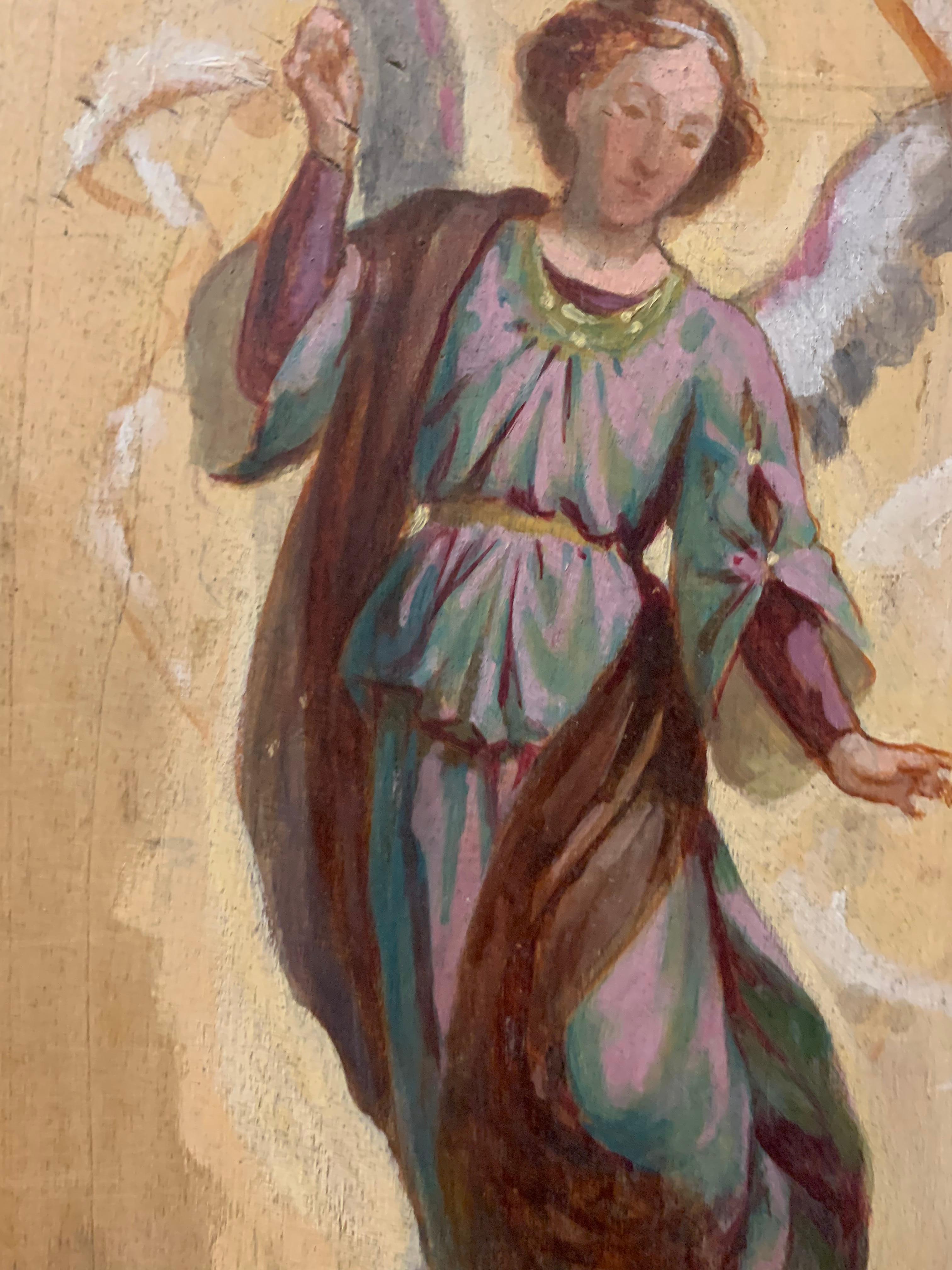 Sketch for frescoes with angels, on both sides of the panel. Late 19th century  For Sale 10