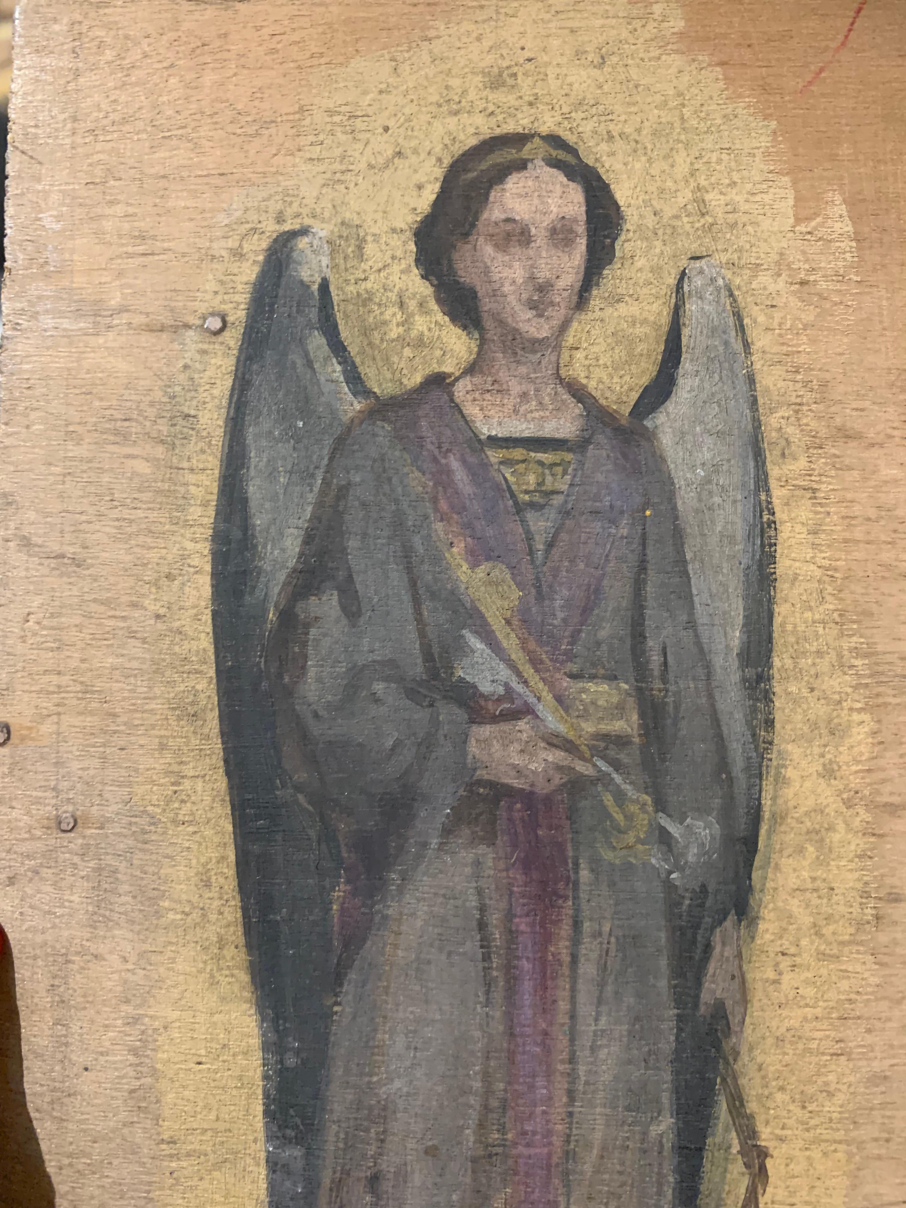 Sketch for frescoes with angels, on both sides of the panel. Late 19th century  For Sale 3