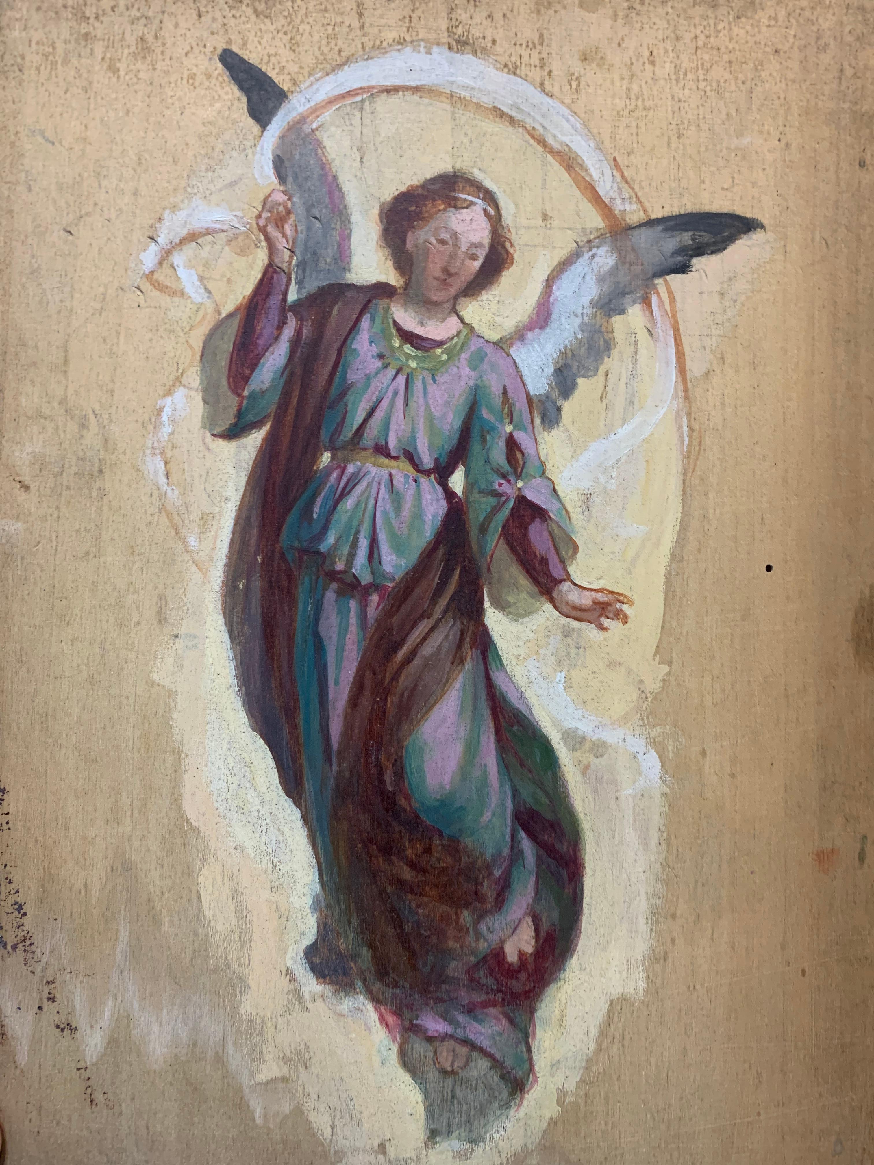 Skizze für Fresken mit Engeln, auf beiden Seiten der Tafel. Ende des 19. Jahrhunderts 