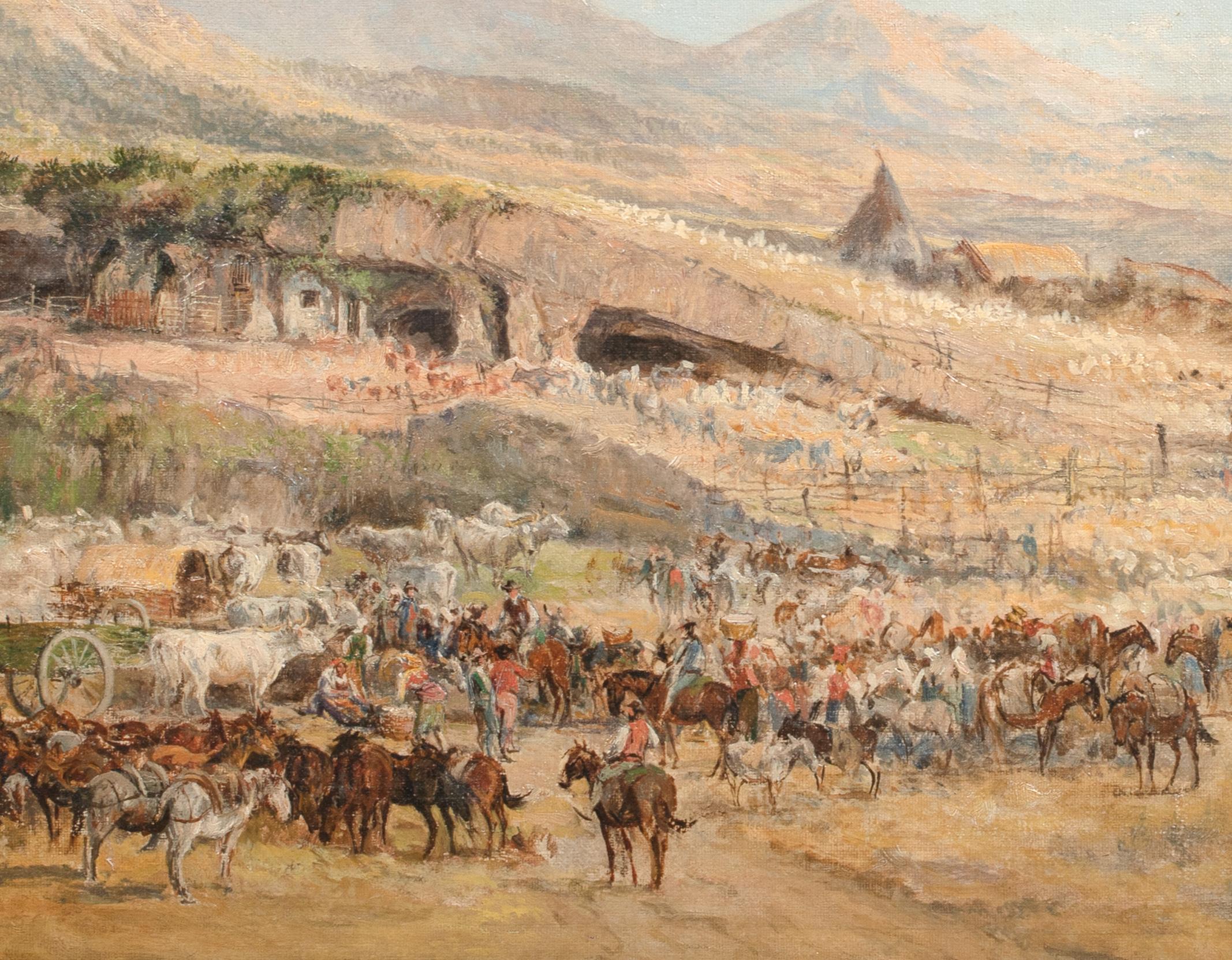 Sketch Of A Cattle Ranch, 19th Century  attributed to CHARLES SCHREYVOGEL For Sale 1