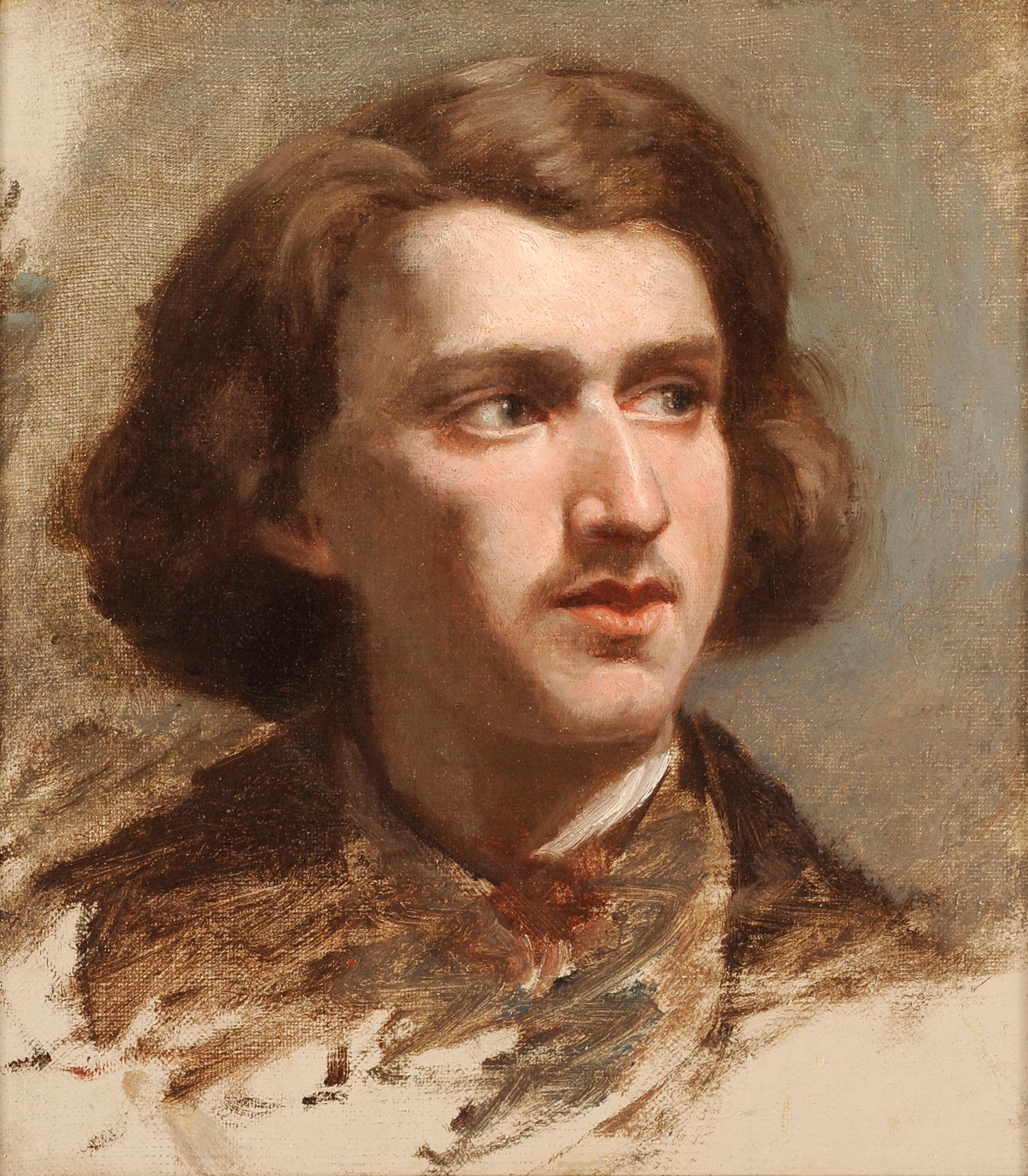 Sketch of a dandy portrait - Painting by Unknown