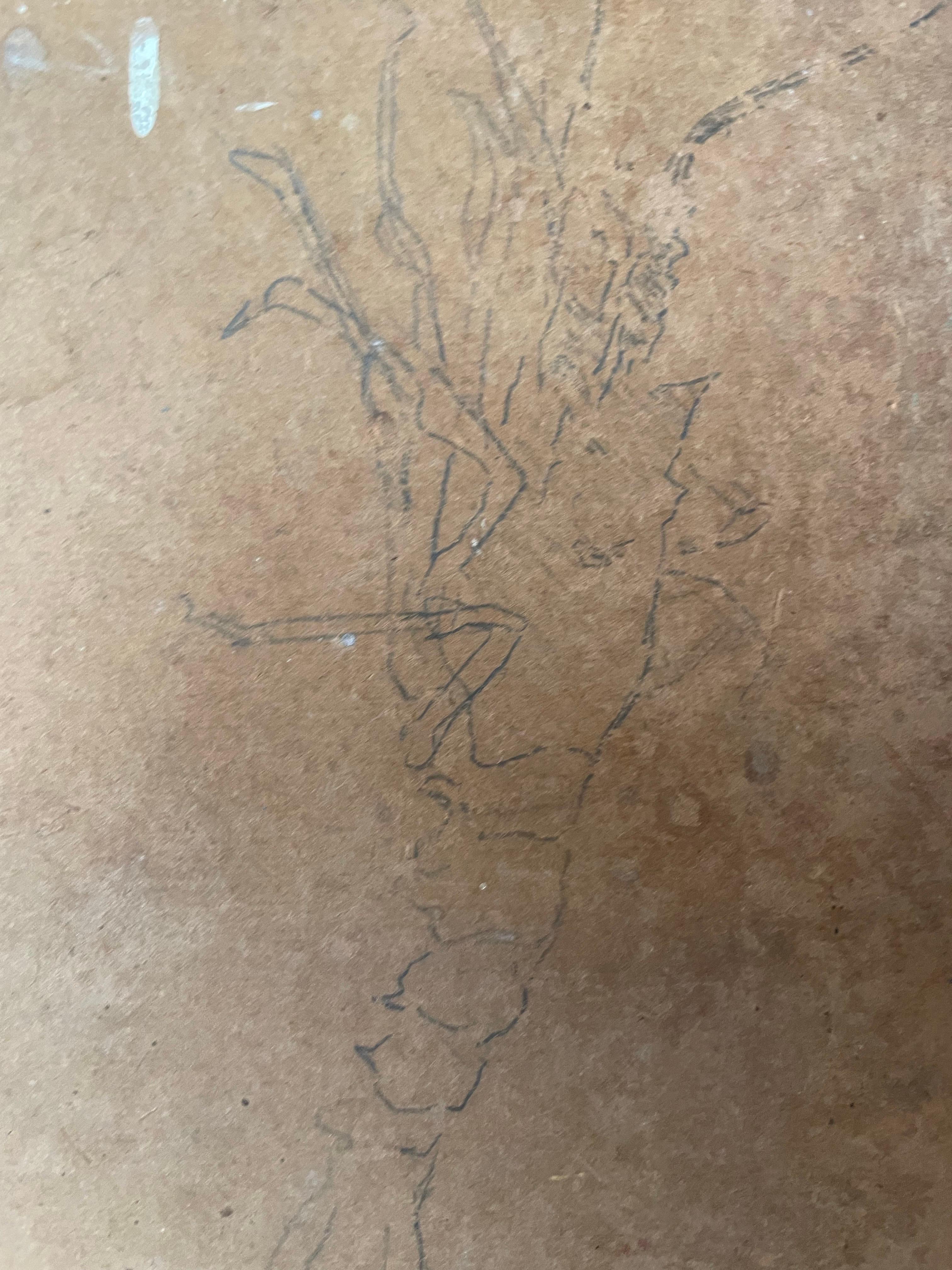 Boceto de pescado recién pescado colgado de una cuerda. Escuela italiana. en venta 11