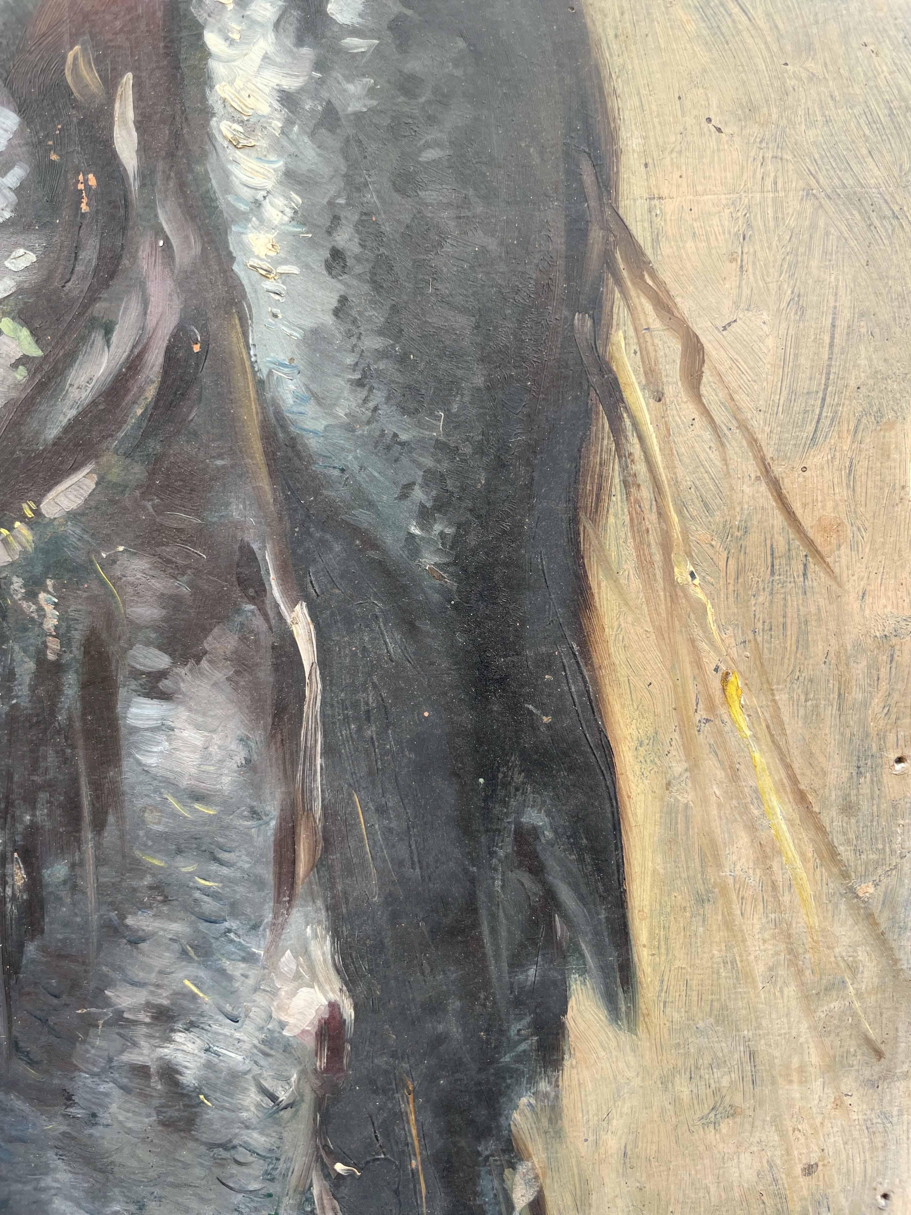Boceto de pescado recién pescado colgado de una cuerda. Escuela italiana. en venta 3