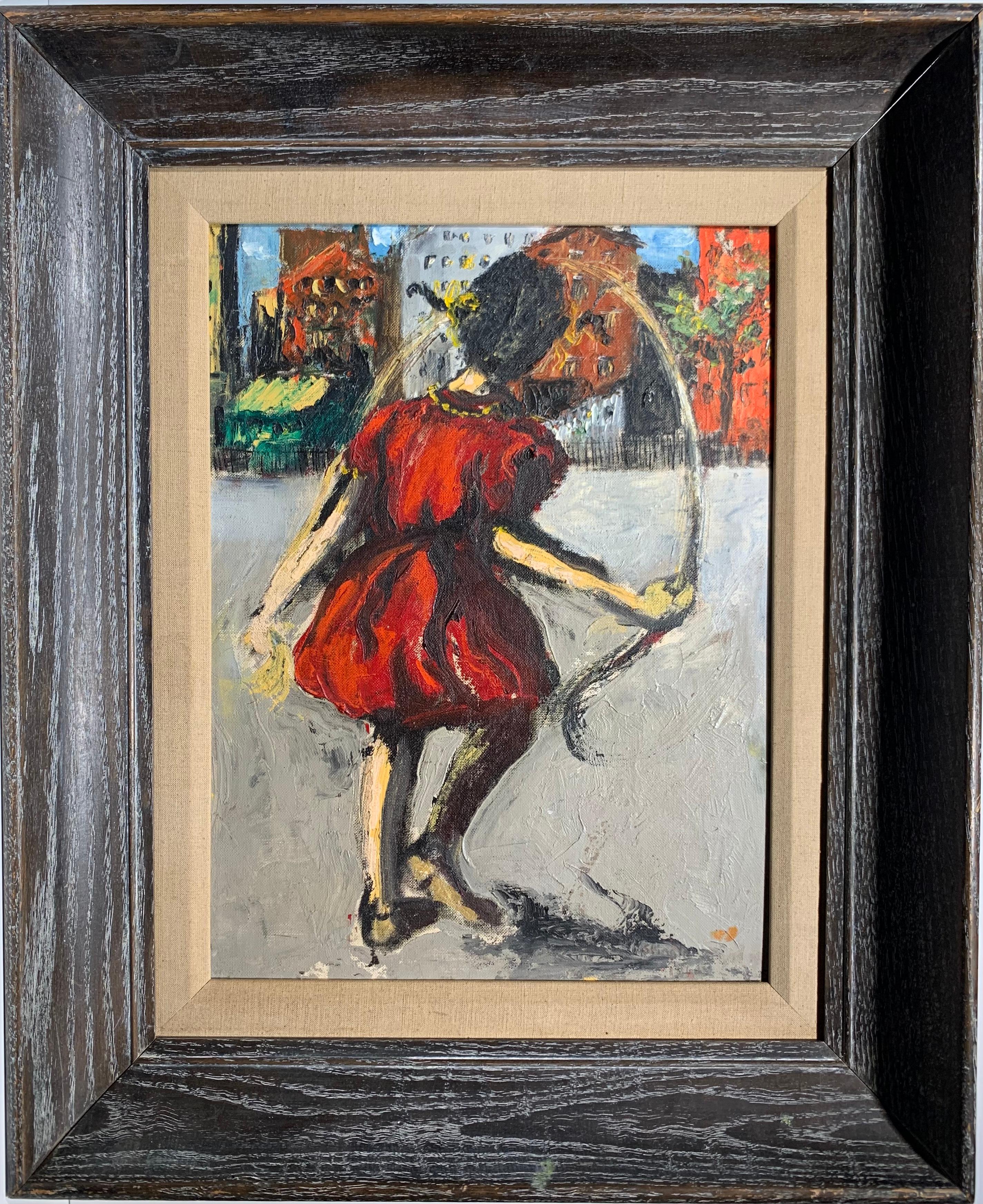 Unknown Figurative Painting - Skipping Rope (Girl with Jumprope)