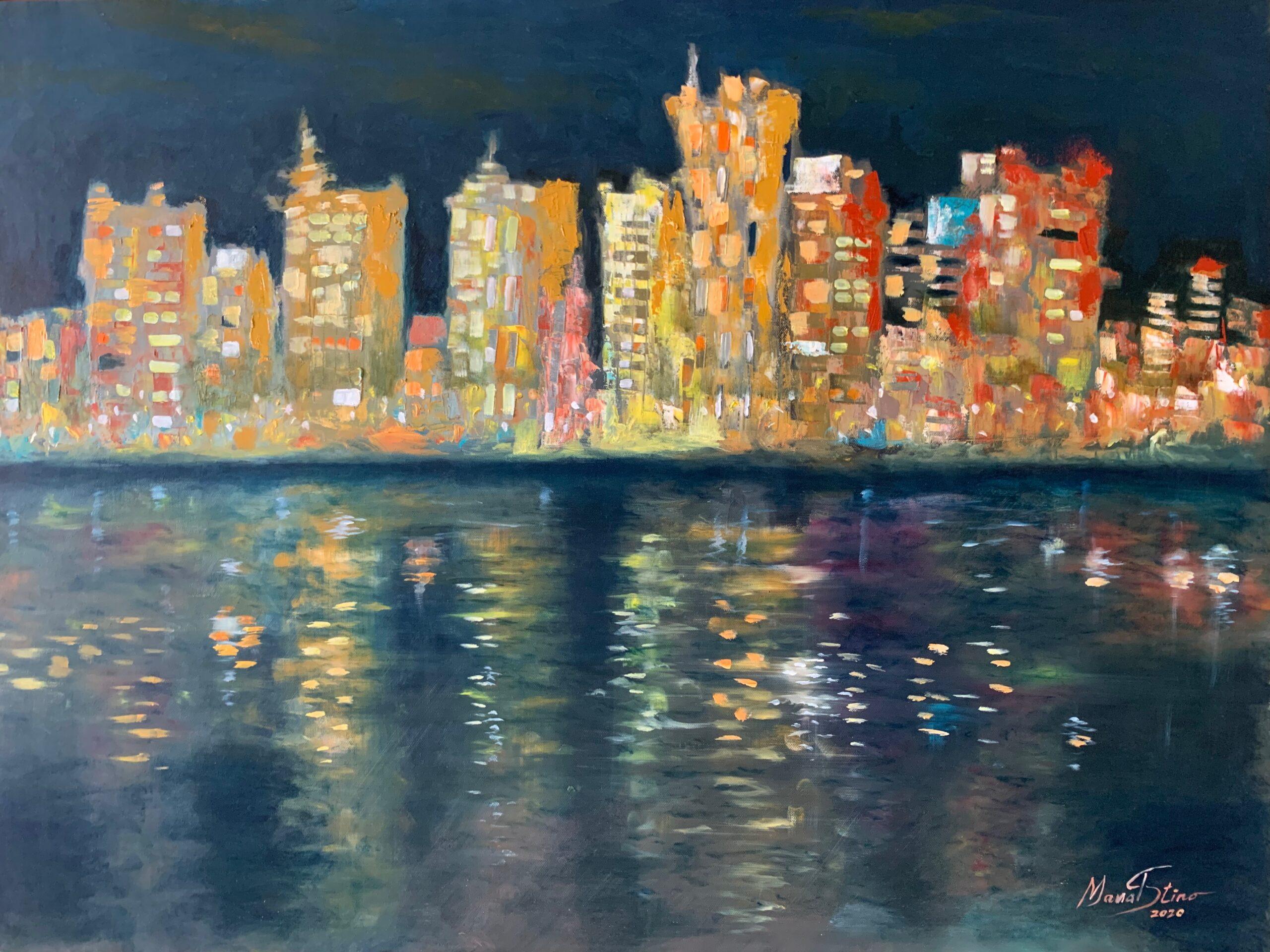 Skyline by Manal Stino - Painting by Unknown