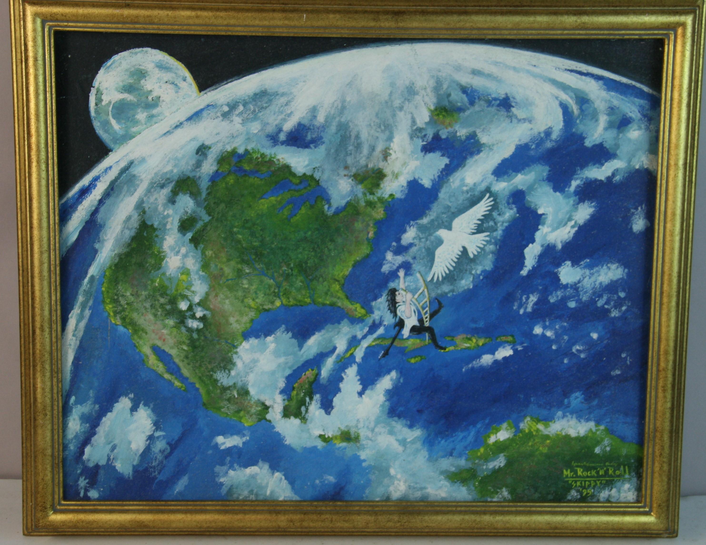 SkyRocker  Over America by Mr Rock and Roll - Blue Figurative Painting by Unknown