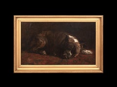 Sleeping American Pitbull Dog , 19th Century  by MONICA GRAY (19th Century)