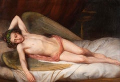 Sleeping Angel, English School 19th Century Reclining Figure Oil