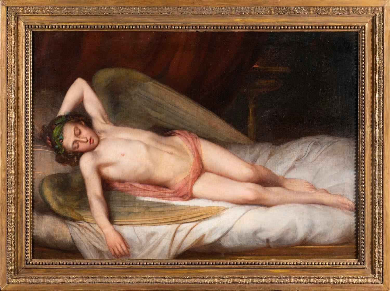Unknown Figurative Painting - Sleeping Angel, English School 19th Century Reclining Figure Oil