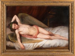 Ángel dormido, English School Siglo XIX Figura reclinada Óleo