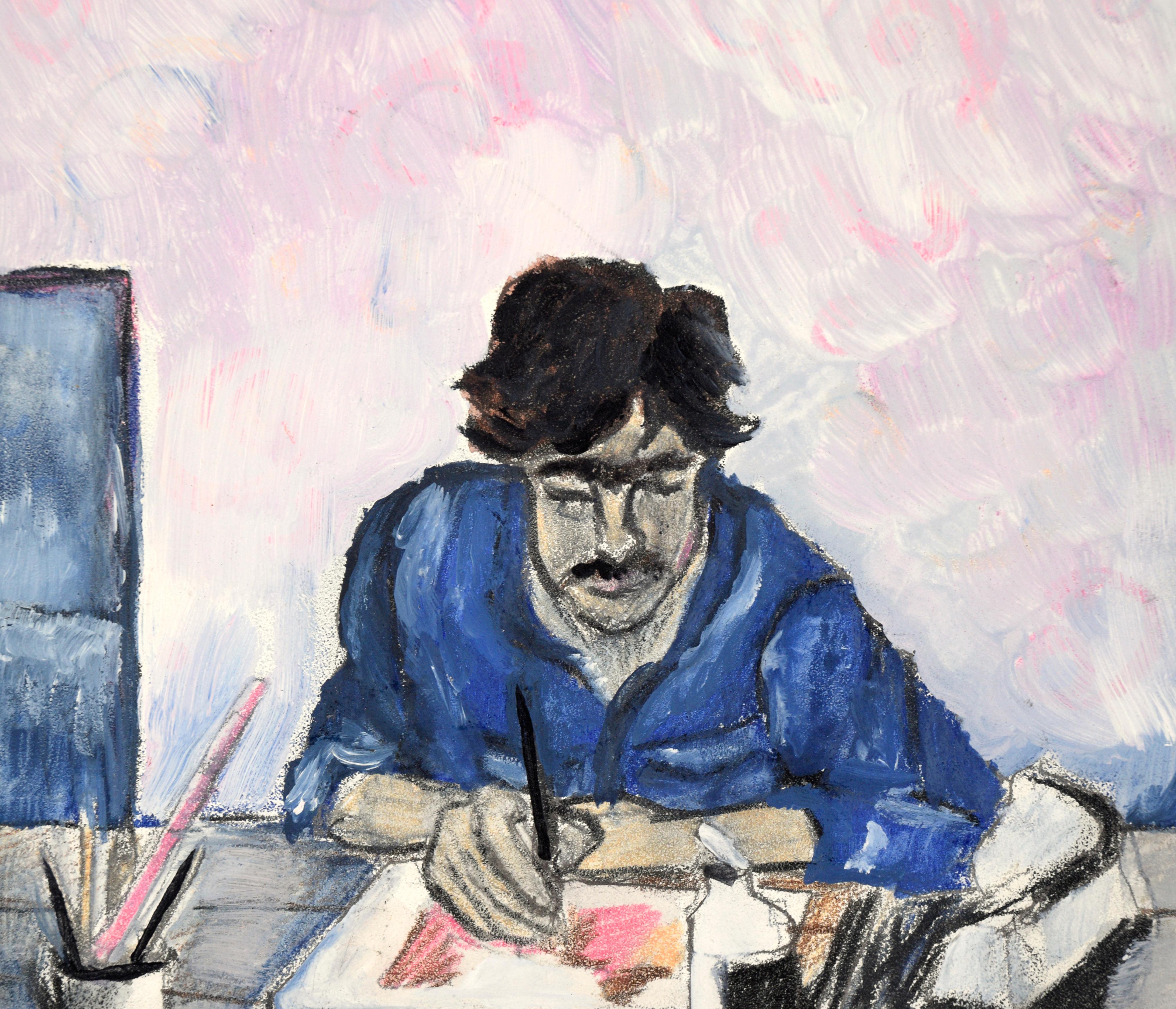 Small Portrait of the Artist at Work - Impressionist Painting by Unknown