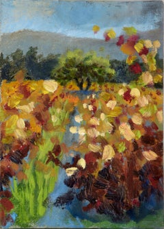 Small Vertical Landscape with Bright Flowers - Oil on Canvas