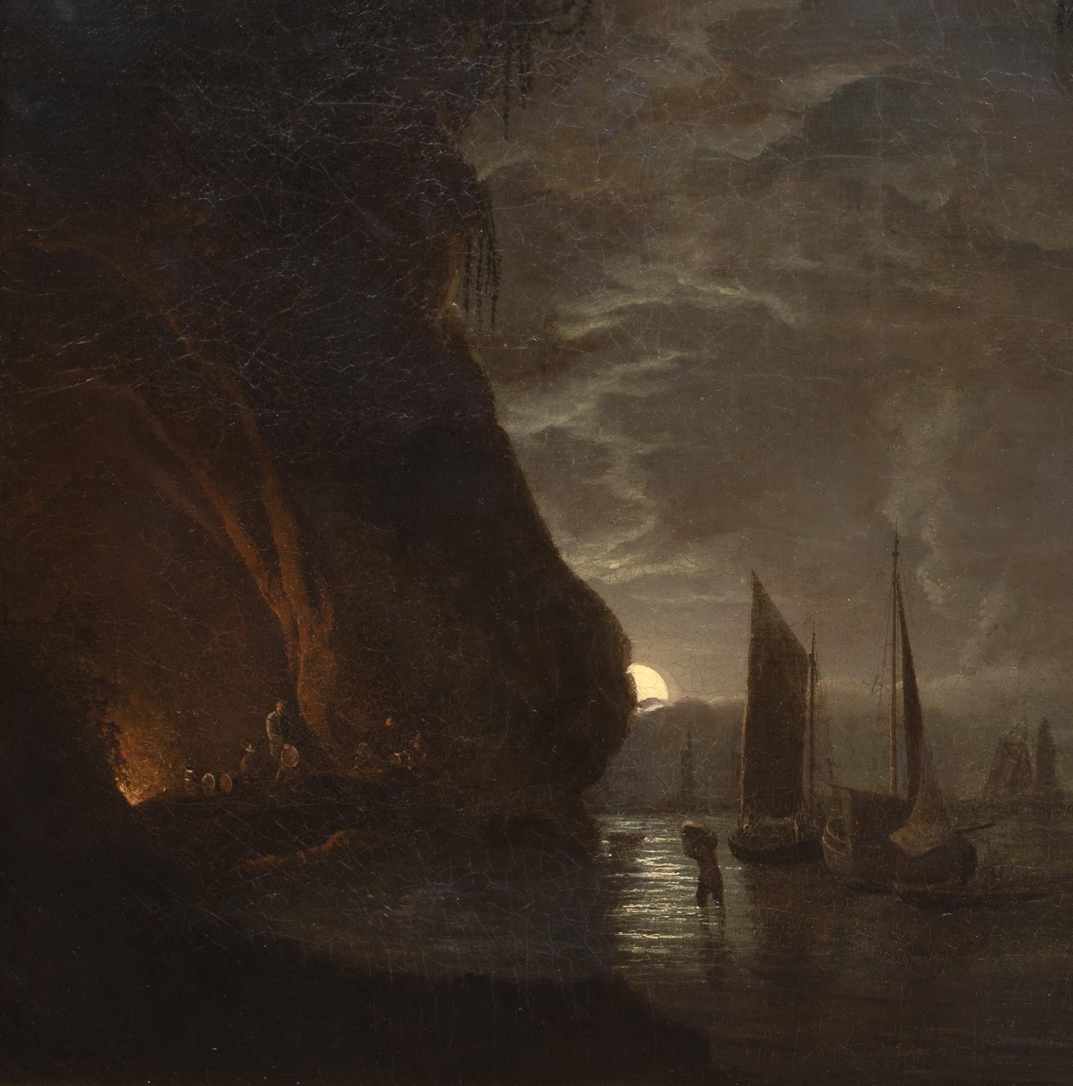 Moonlit Smugglers Prussia Cove, 19. Jahrhundert Abraham PETHER (1756-1812) im Angebot 6