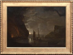 Moonlit Smugglers Prussia Cove, 19th Century Abraham PETHER (1756-1812)