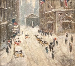 "Neve a Downtown NYC" Scena impressionistica di neve nello stile di Guy Wiggins