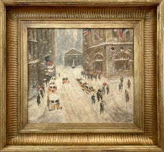 "Neve a Downtown NYC" Scena impressionistica di neve nello stile di Guy Wiggins