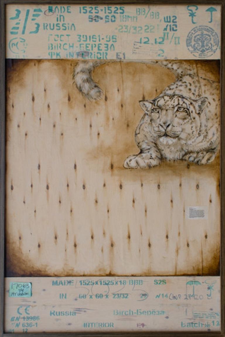 Unknown Animal Painting - Snow Leopard, by Joseph Rossano, 2020