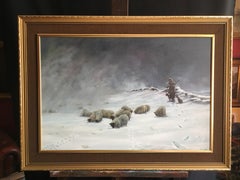 Snow Scene, Impressionist Landscape, Signed Oil Painting