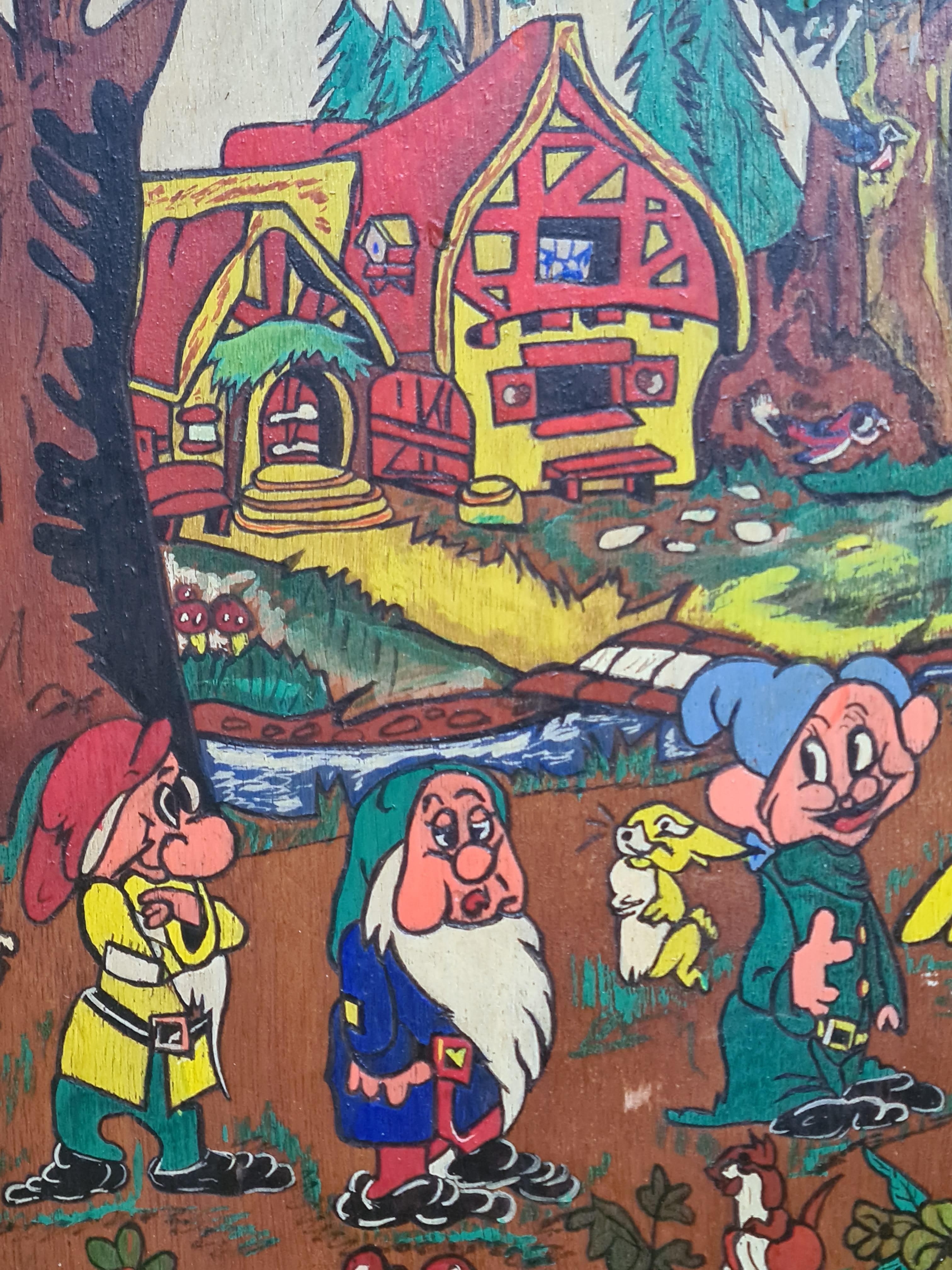 Snow White and the Seven Dwarfs - Romantic Painting by Unknown