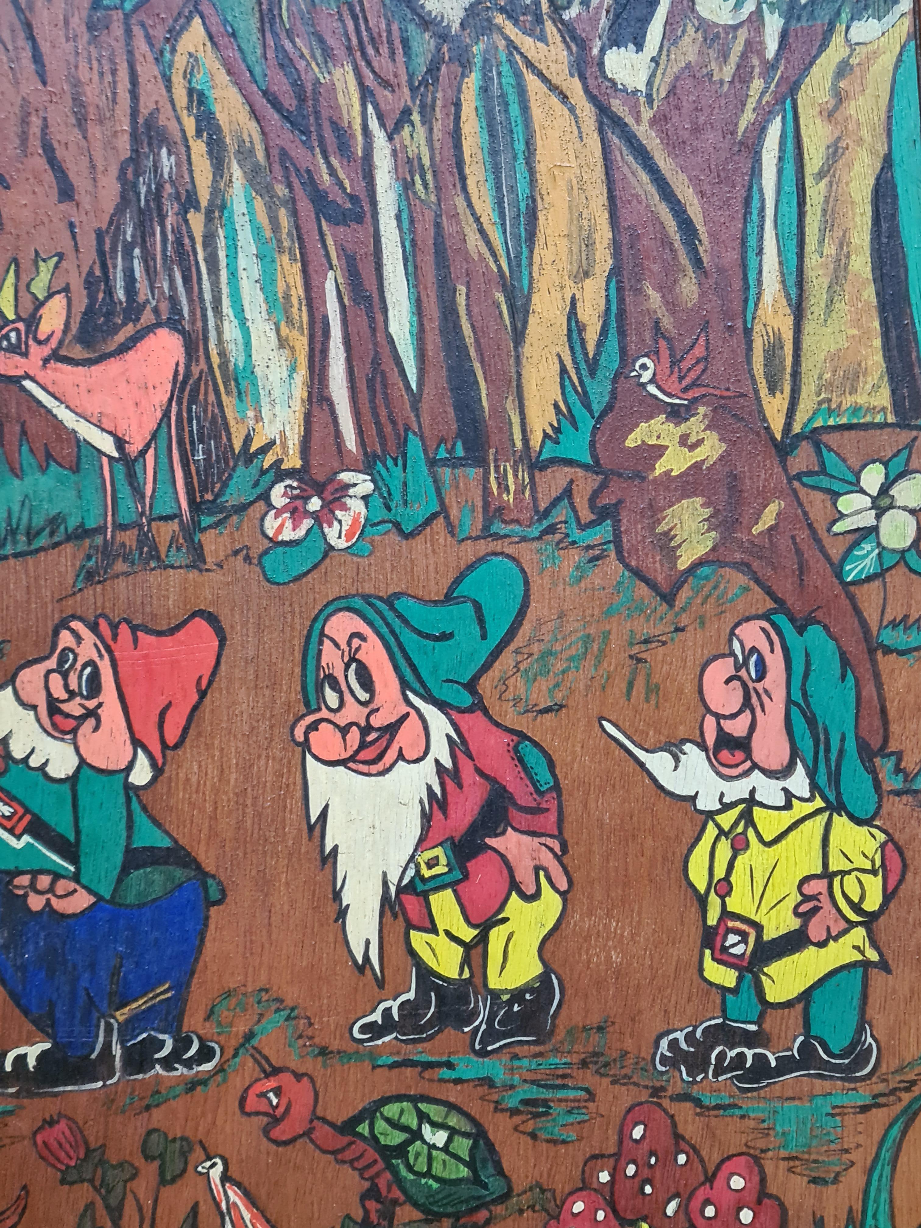 Snow White and the Seven Dwarfs - Brown Landscape Painting by Unknown