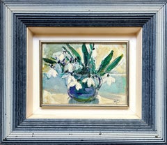 Quadro Still-Life con bucaneve, Olio su tavola, con cornice, 28,5x33 cm