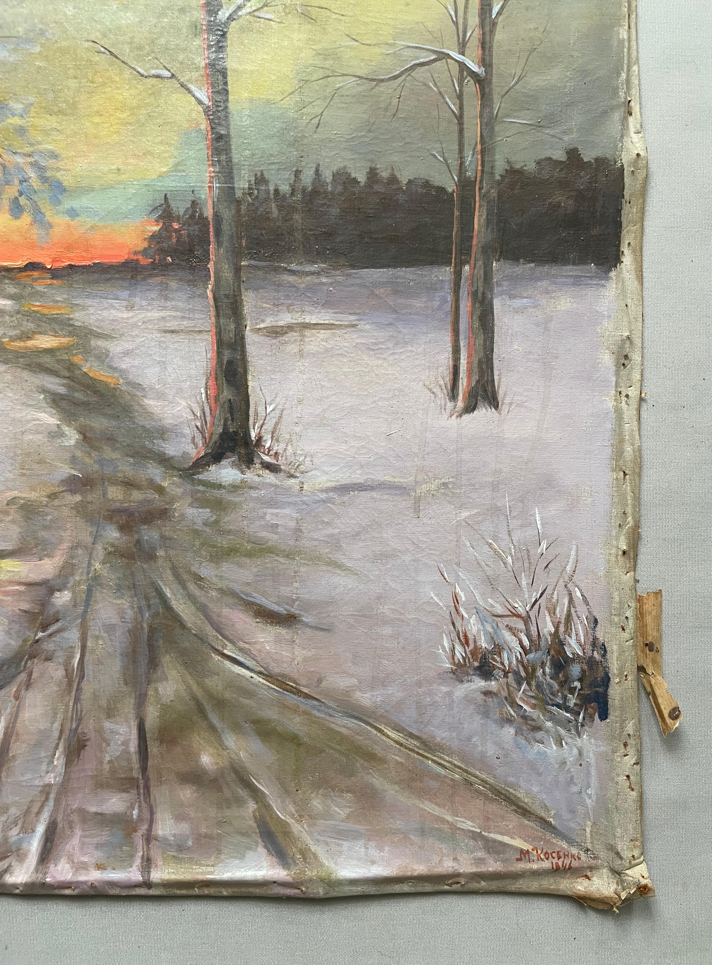 Paisaje nevado, Russian School, Firma para identificar, Gran formato 2