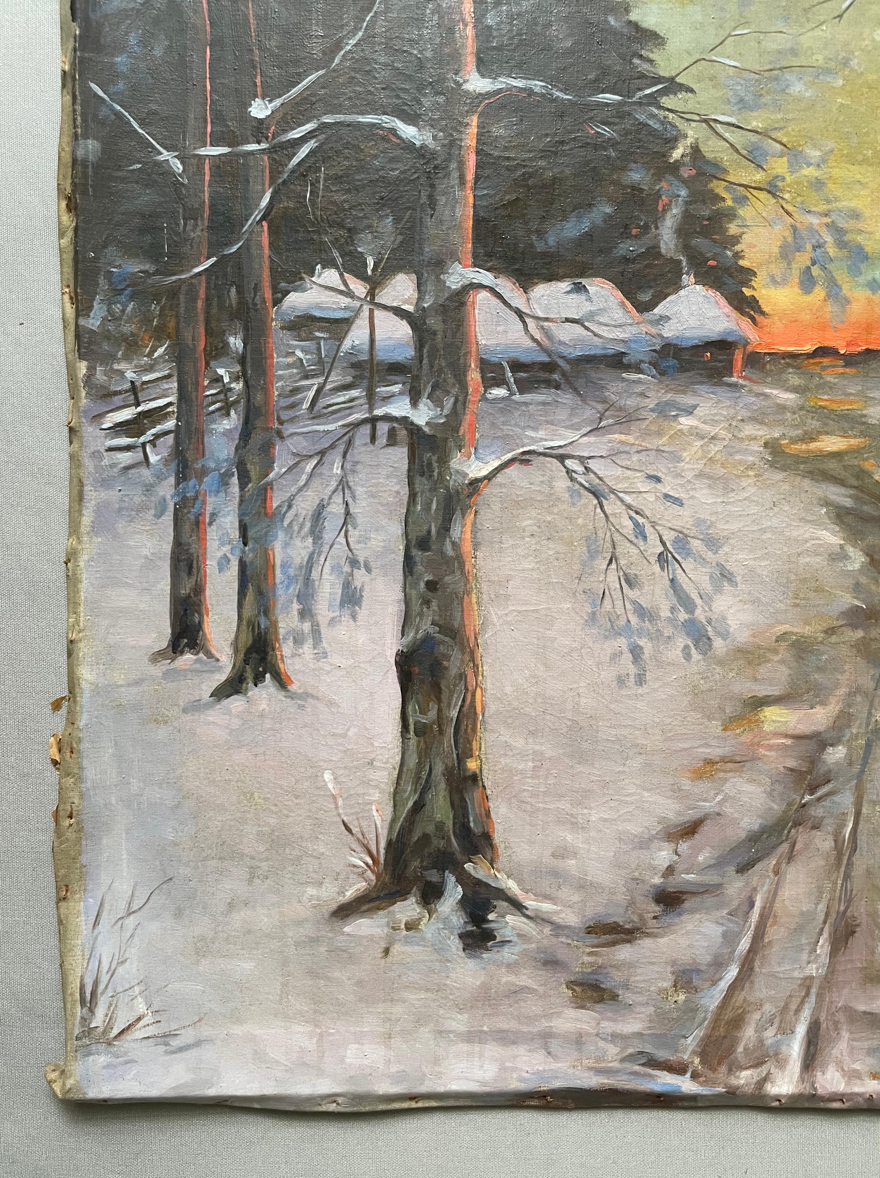 Paisaje nevado, Russian School, Firma para identificar, Gran formato 3
