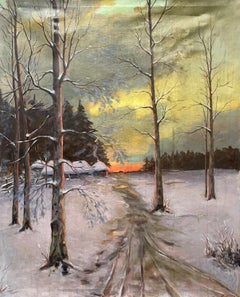 Paisaje nevado, Russian School, Firma para identificar, Gran formato