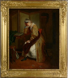 "Sobbing woman", romantic French school, oil on canvas early 19th c.