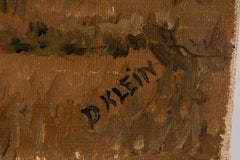 Solitary Tree by the Lakeside in Autumn Field, Post-Impressionist Landscape